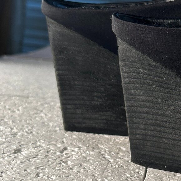 Donald Pliner SZ 7.5 Valda Black Pointed Toe Western Heeled Mules Clog Boho Chic - Picture 7 of 11